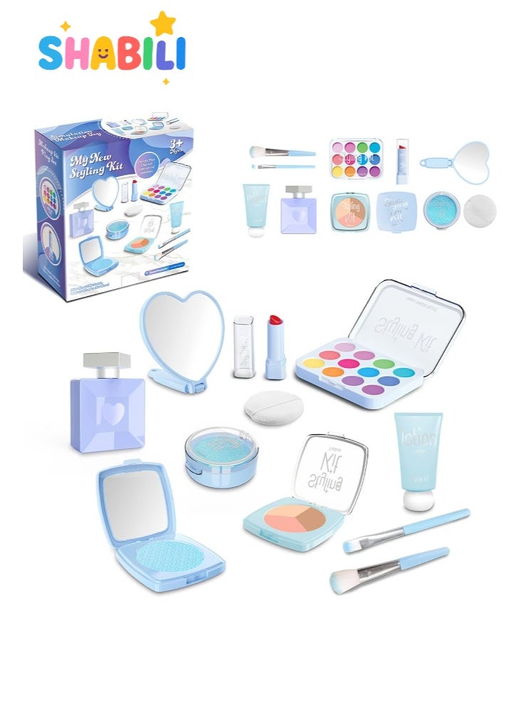 SHABILI 11-Piece Pretend Makeup Kit for Girls Ages 3-5, ABS Plastic Makeup Toys With Mirror Palette Lipstick and Spray Bottle for Family Dress Up Games, Birthday Party Home Play Gift With No Real Cosmetics - Image 1